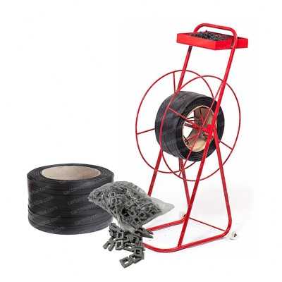 Combo carrito porta zuncho + zuncho plástico 1/2´´ + grapas nylon - Cartón y Estiba